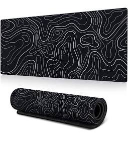 Tappetino Mouse XXL – Design Topografico Nero